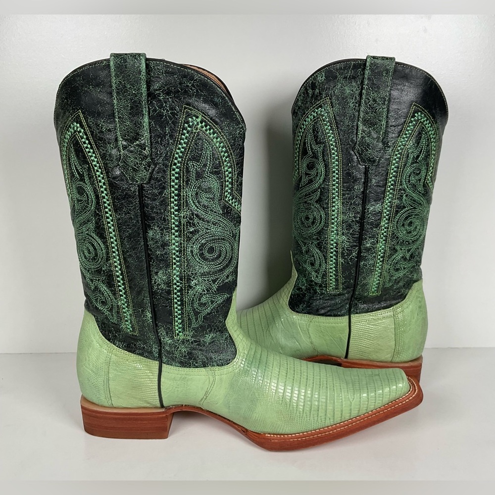 Los Altos Teju Lizard Cowboy Boots | Lime Green | Men’s 10.5 EE - Picture 14 of 16